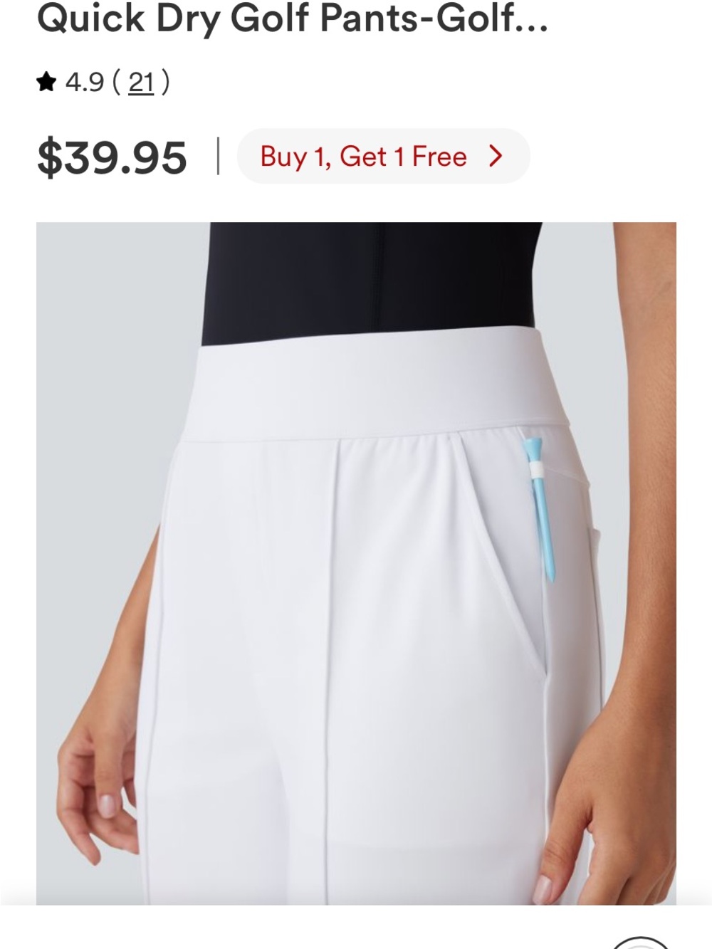 101. HALARA White Quick-Dry Golf Pants new without tags